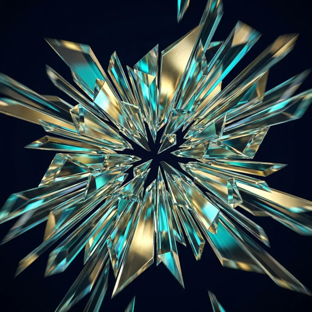 dynamic explosion of geometric crystalline shards 1769167870028
