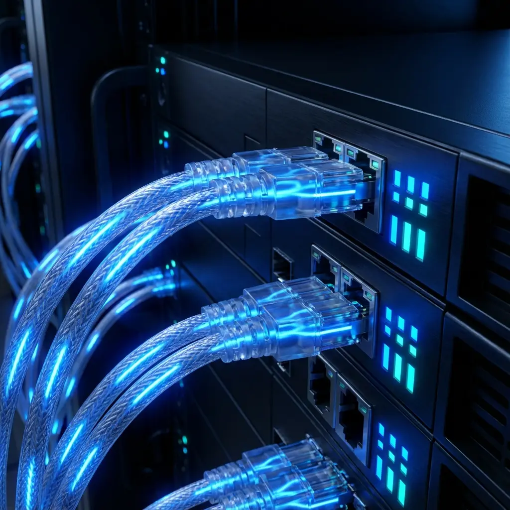 macro close up shot of high speed fiber optic cabl